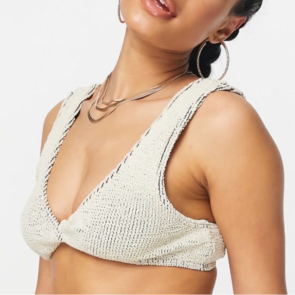 ASOS DESIGN Knit Twisted Texture Bikini Top